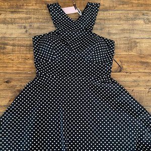 Candies Black with White Hearts Halter Dress